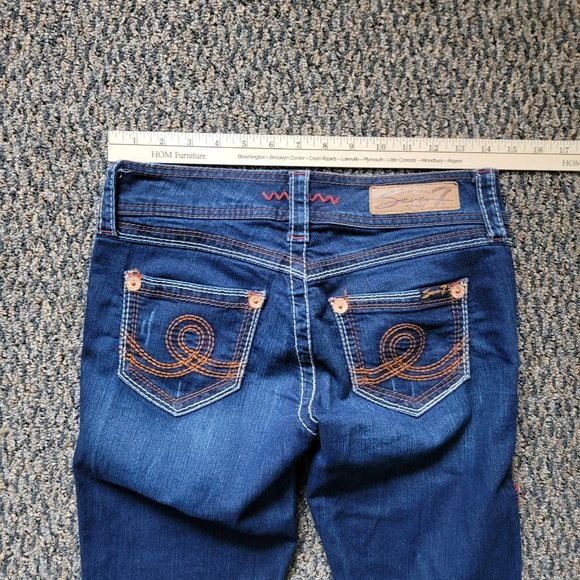 Luxury Women's Denim from Seven7 Copper Studs, Red Stitched Accents - Picture 7 of 16